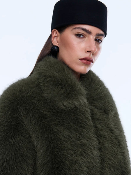 Daphne Faux Fur Bomber - Olive