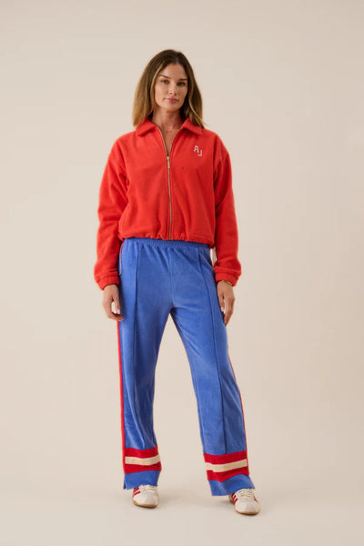 Velour Stripe Trackpant - Cerulean Blue