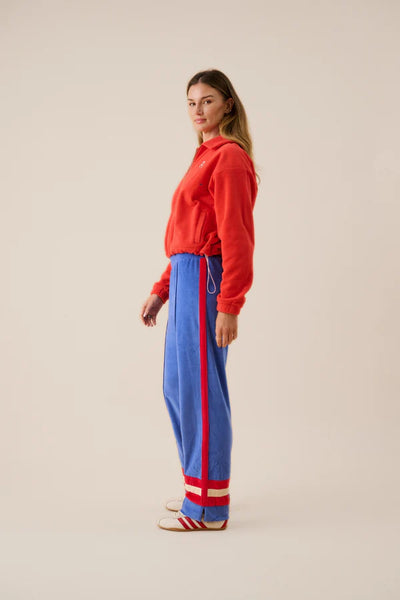 Velour Stripe Trackpant - Cerulean Blue