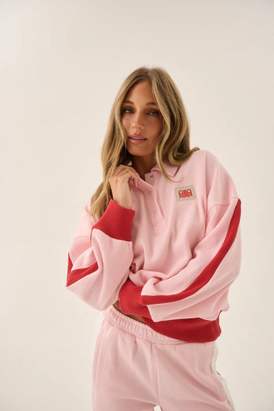 Waffle Splice Sweatshirt - Ballet Pink