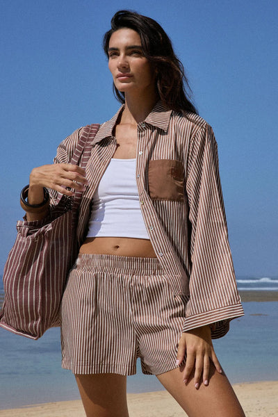 AJ Stripe Short Chocolate