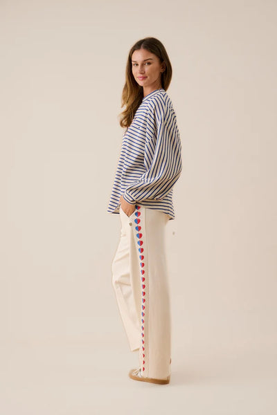 AMJ Waffle Long Sleeve Top - Navy