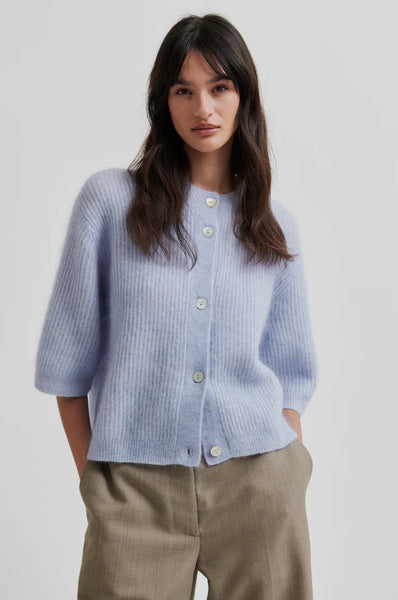 Andrea Knit Rib Cardigan - Brunnera Blue