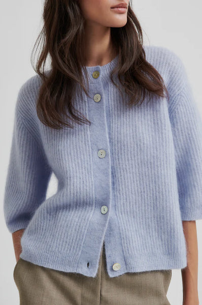 Andrea Knit Rib Cardigan - Brunnera Blue