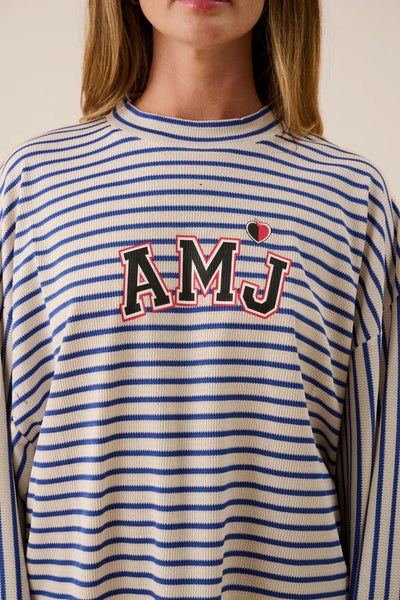 AMJ Waffle Long Sleeve Top - Navy