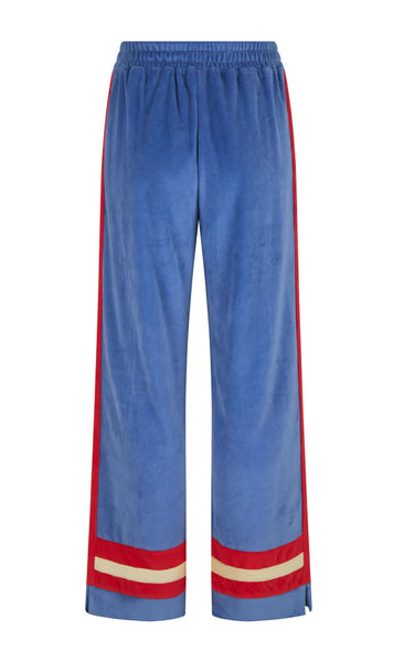 Velour Stripe Trackpant - Cerulean Blue