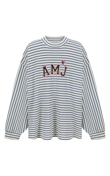 AMJ Waffle Long Sleeve Top - Navy