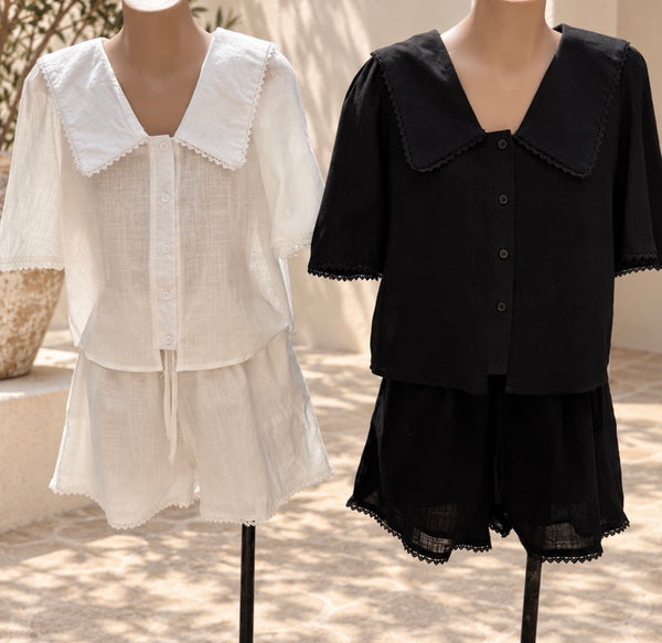 Collar Shirt and Short Set
