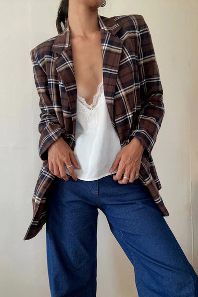 Odilla Plaid Jacket - Chocolate/Navy Check