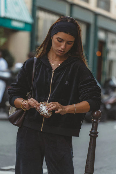 AJ Velour Hoodie Noir