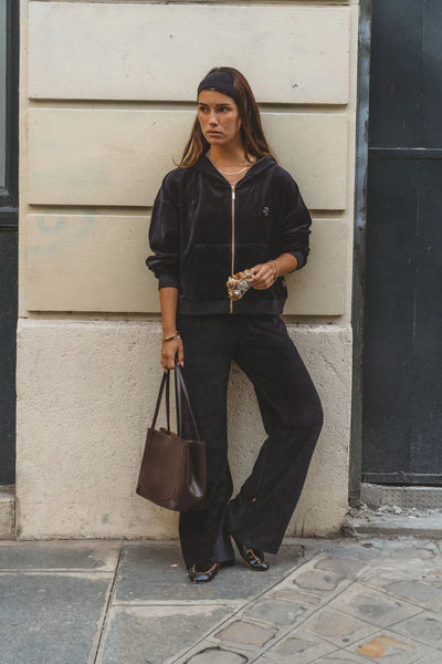 AJ Velour Hoodie Noir