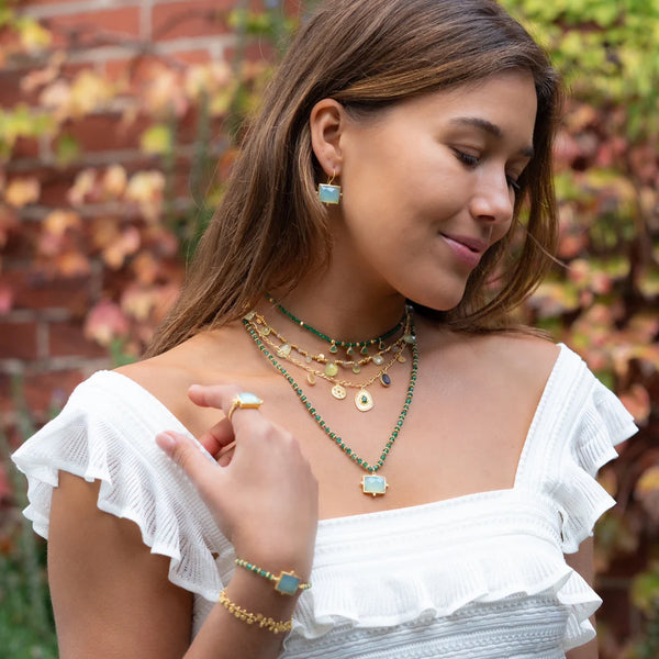 Adjustable Aqua Chalcedony Kasbah bracelet