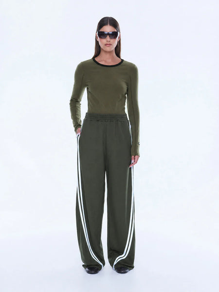 Valentina Stripe Pant - Olive