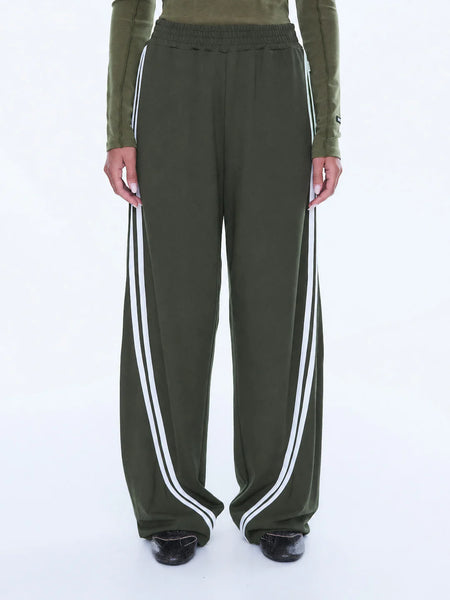 Valentina Stripe Pant - Olive