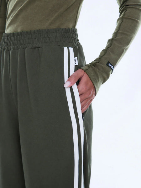 Valentina Stripe Pant - Olive