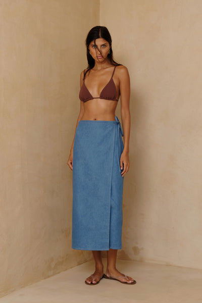 Hana Wrap Skirt - Pacific Blue