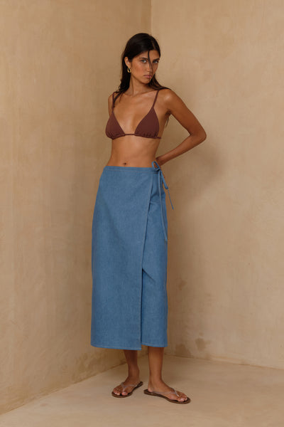 Hana Wrap Skirt - Pacific Blue