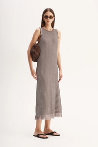 elka collective brown dress Noel Brown Woven Mini Dress with Fringe Hem