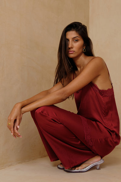 Lani Mini Dress/Long Cami - Merlot Red