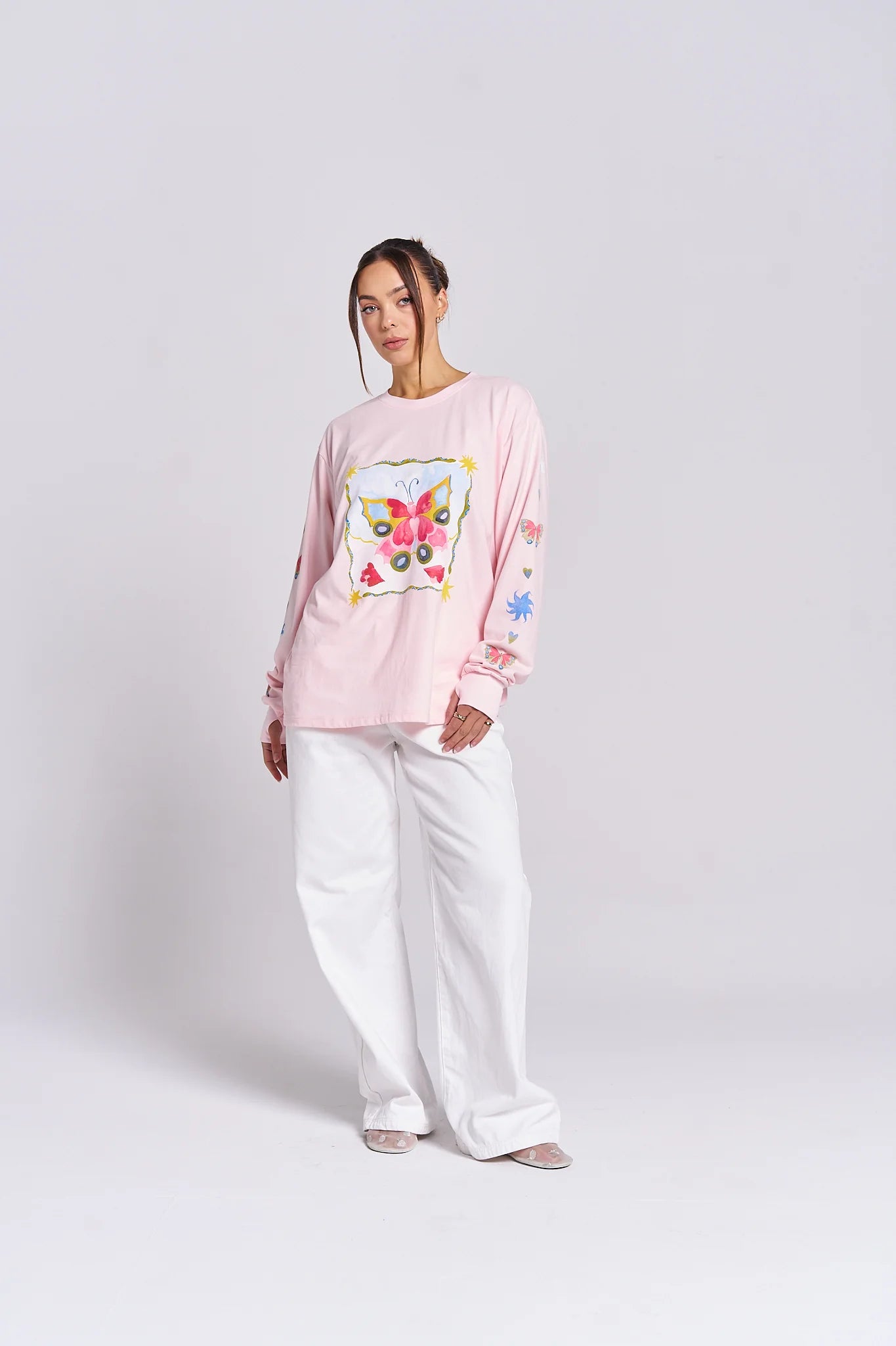 Love Bug Long Sleeve Tee - Baby Pink