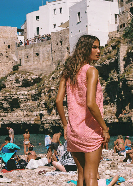 Mai Tai V Tunic Towelling Dress -Coral