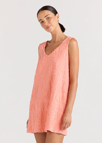 Mai Tai V Tunic Towelling Dress -Coral