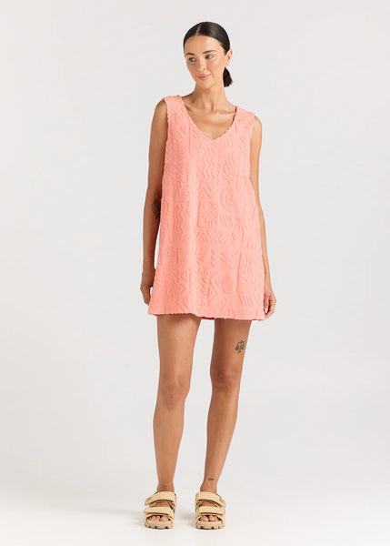 Mai Tai V Tunic Towelling Dress -Coral