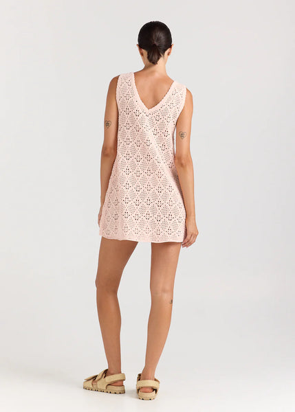 Messina V Crochet Knit Dress - Peony