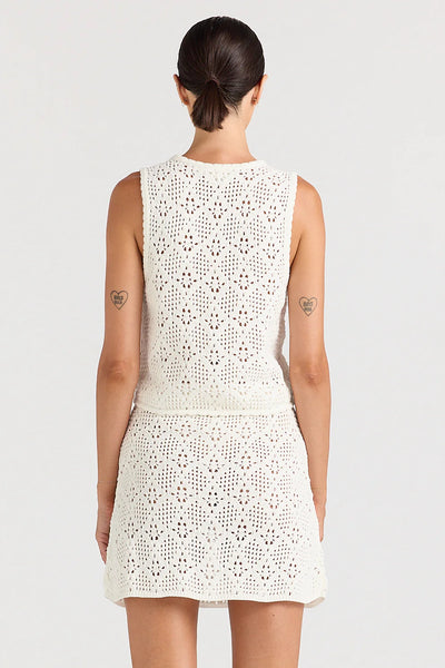 Messina Crochet V Knit Button Up Top