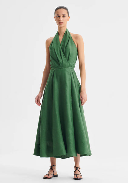 Ronni Linen Halter Dress - Pine