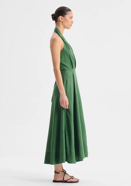 Ronni Linen Halter Dress - Pine