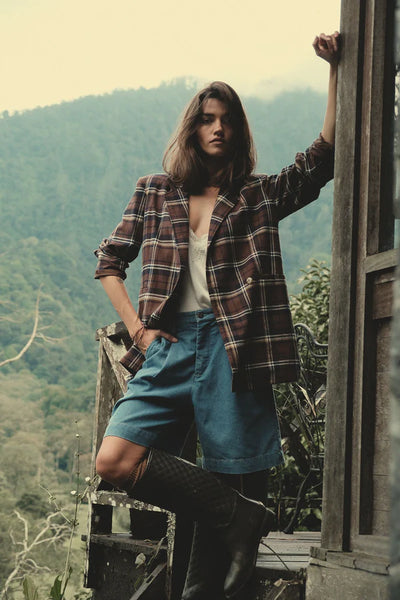 Odilla Plaid Jacket - Chocolate/Navy Check