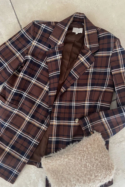 Odilla Plaid Jacket - Chocolate/Navy Check