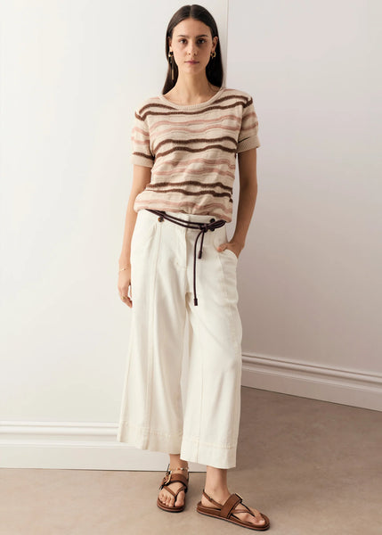 Liana Tee Textured Stripe - Pebble/Pink/Toffee