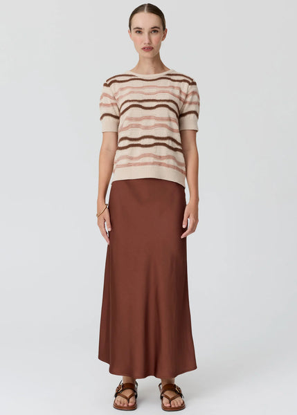Liana Tee Textured Stripe - Pebble/Pink/Toffee