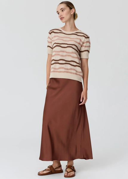 Liana Tee Textured Stripe - Pebble/Pink/Toffee