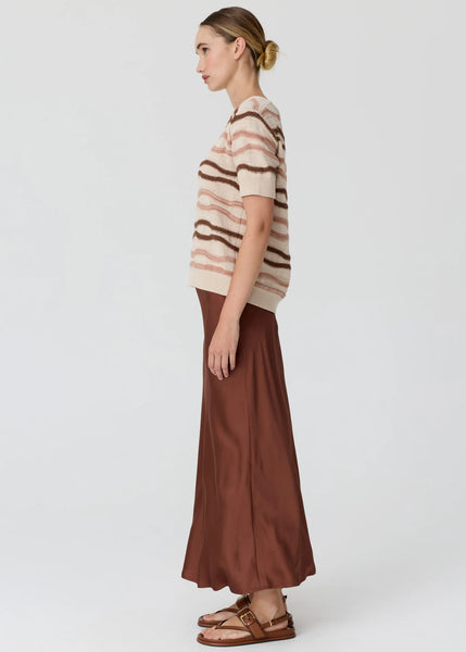 Liana Tee Textured Stripe - Pebble/Pink/Toffee