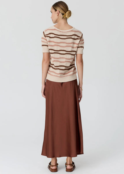Liana Tee Textured Stripe - Pebble/Pink/Toffee