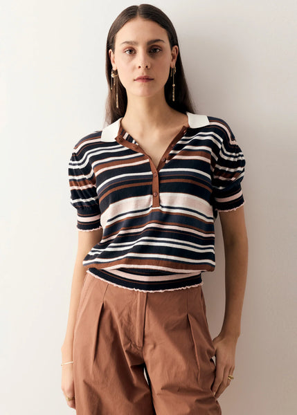 Dahlia Knit Polo - Multistripe
