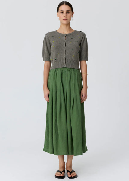 Viola Beaded Short Sleeve Cardigan - Moss