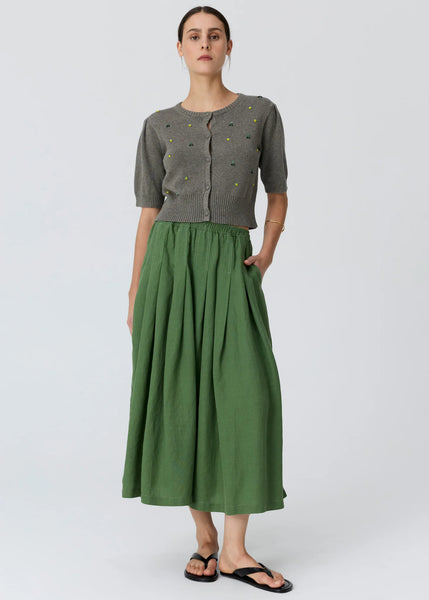 Viola Beaded Short Sleeve Cardigan - Moss