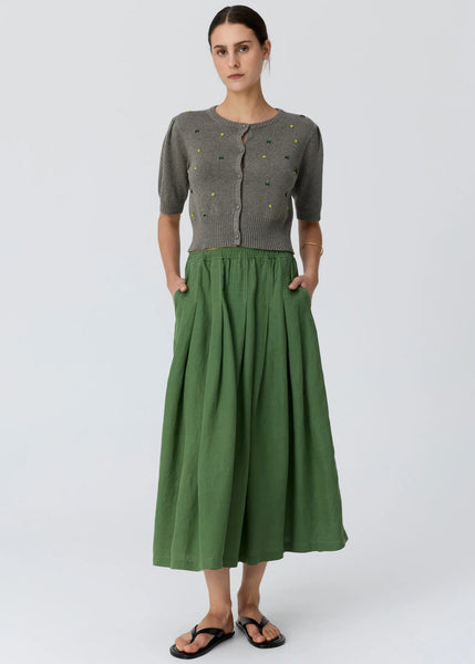 Viola Beaded Short Sleeve Cardigan - Moss