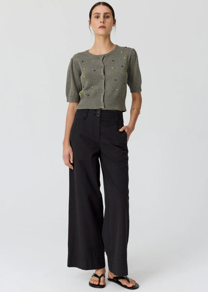 Viola Beaded Short Sleeve Cardigan - Moss
