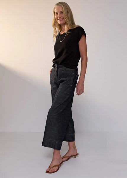 Braid Knit Top- Black