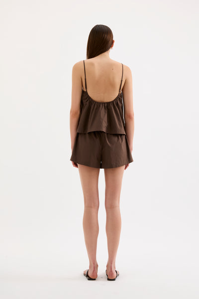 Cerie Poplin Top - Chocolate