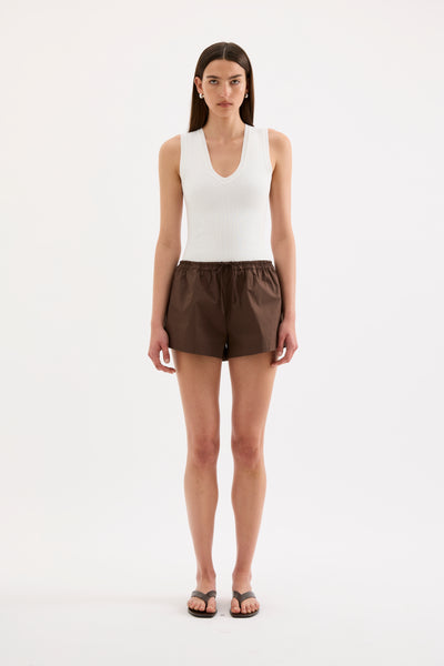 Cerie Poplin Shorts - Chocolate