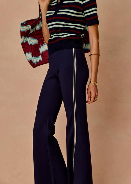 Joyela Panelled Flare Pant - Navy