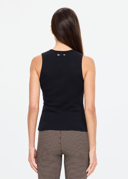 Charli Button Tank Top- Black