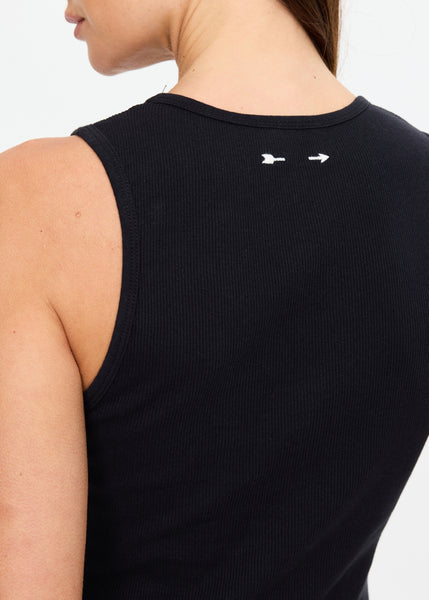 Charli Button Tank Top- Black