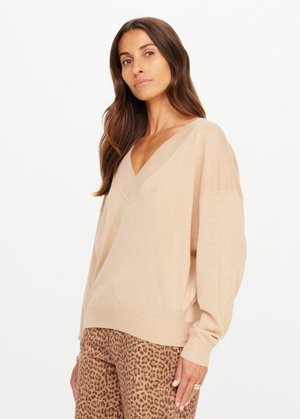 Bonita V Neck Knit - Sand